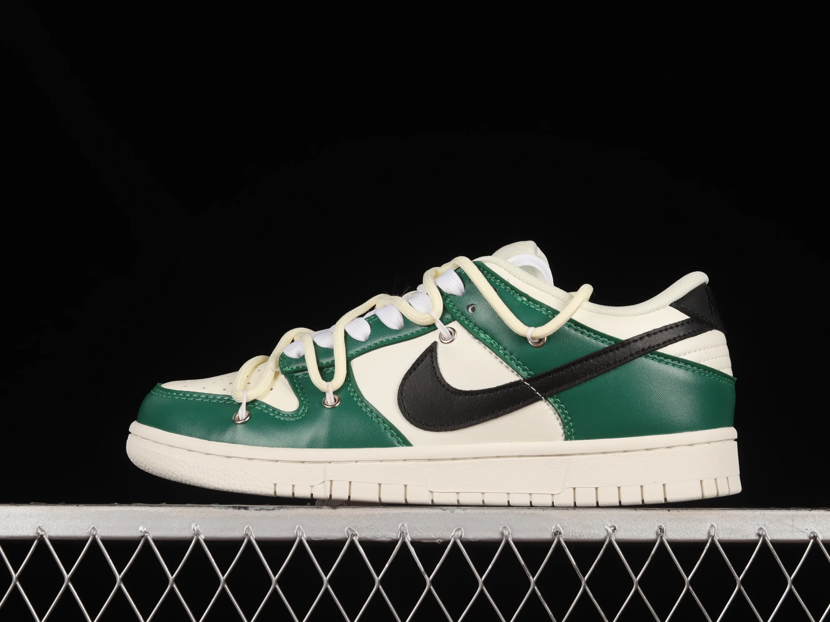 All categories Nk SB Dunk series Nk SB Dunk Low low-top sneakers Nk Dunk Low white, green and black hook customized version of deconstructed strap casual sneakers DJ6188-100